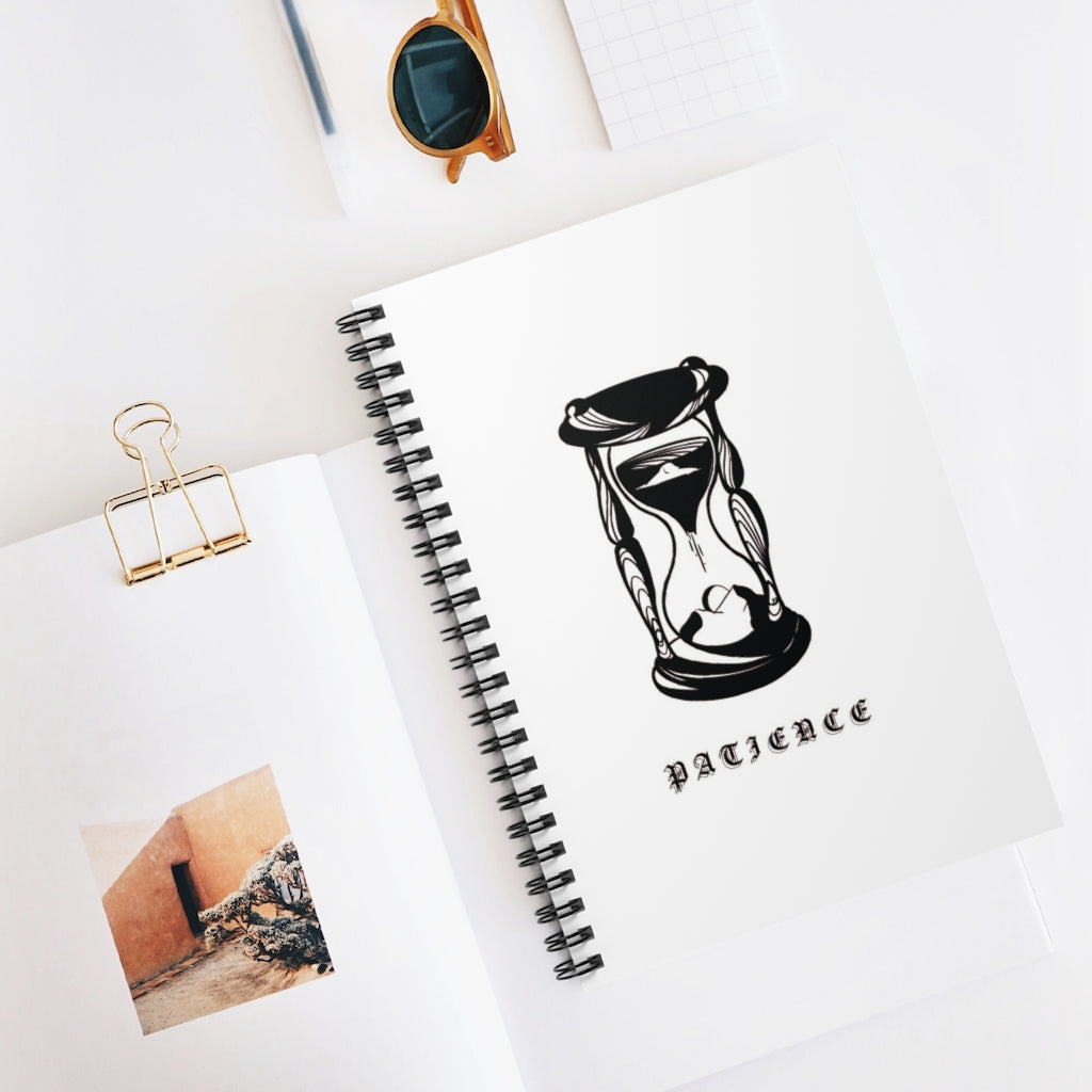 PATIENCE Spiral Notebook White - Ruled Line - DyesByKaleb