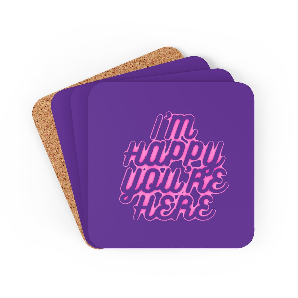 I'm Happy You're Here Purple Coaster - DyesByKaleb