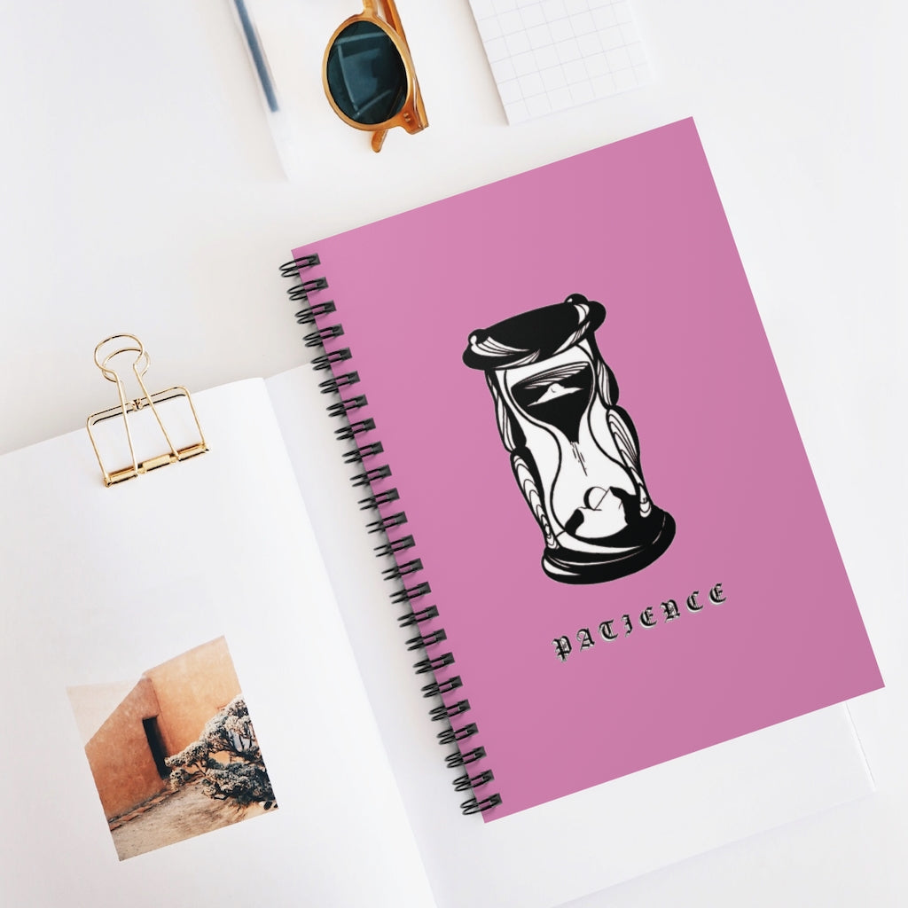 PATIENCE Spiral Notebook Pink - Ruled Line - DyesByKaleb