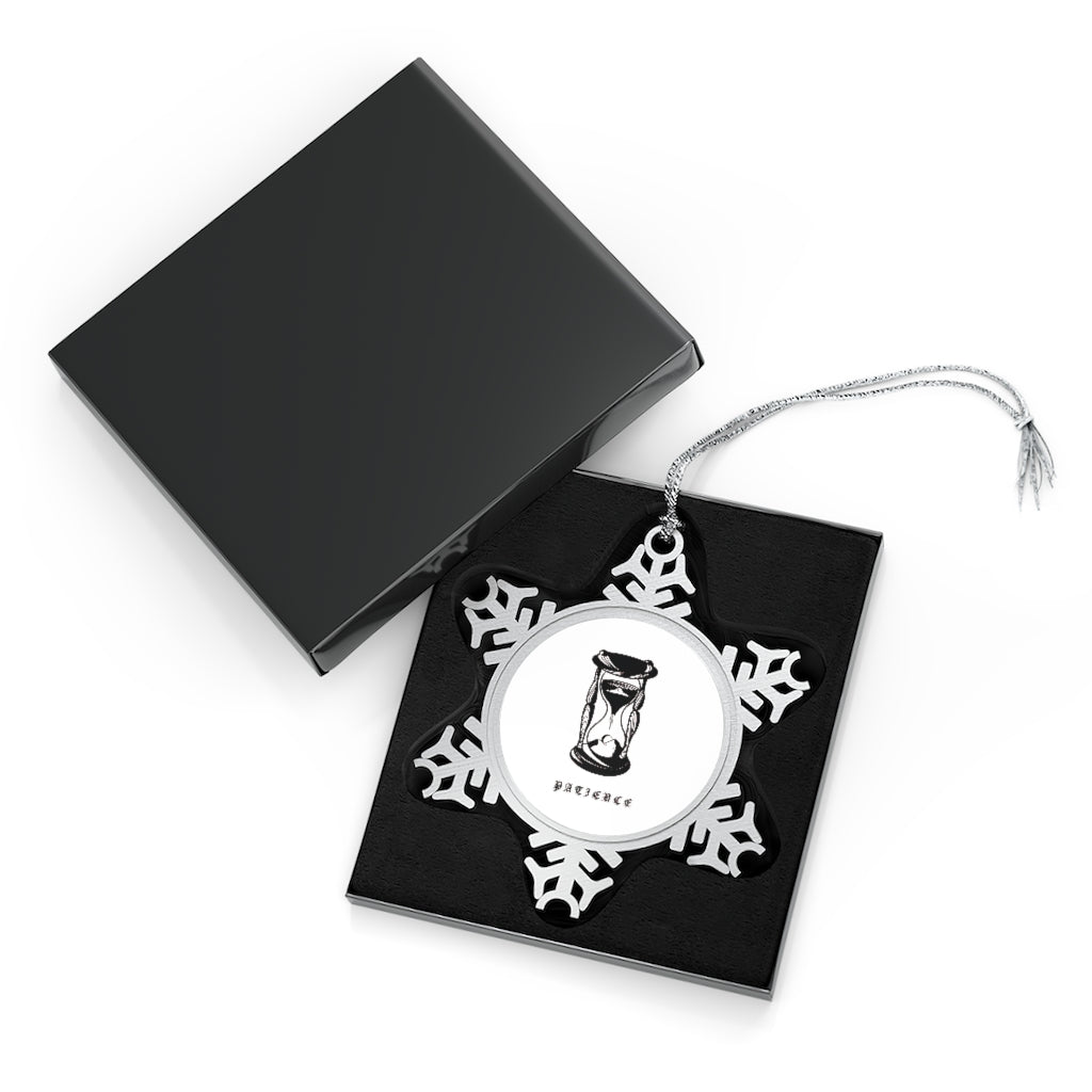 PATIENCE Pewter Snowflake Ornament - DyesByKaleb 