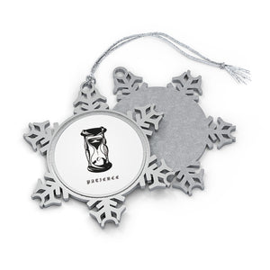 PATIENCE Pewter Snowflake Ornament - DyesByKaleb 