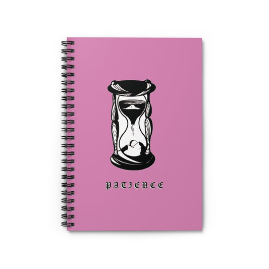 PATIENCE Spiral Notebook Pink - Ruled Line - DyesByKaleb 