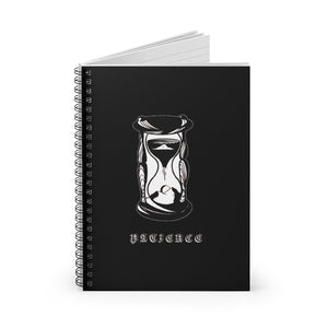 PATIENCE Spiral Notebook Black - Ruled Line - DyesByKaleb 