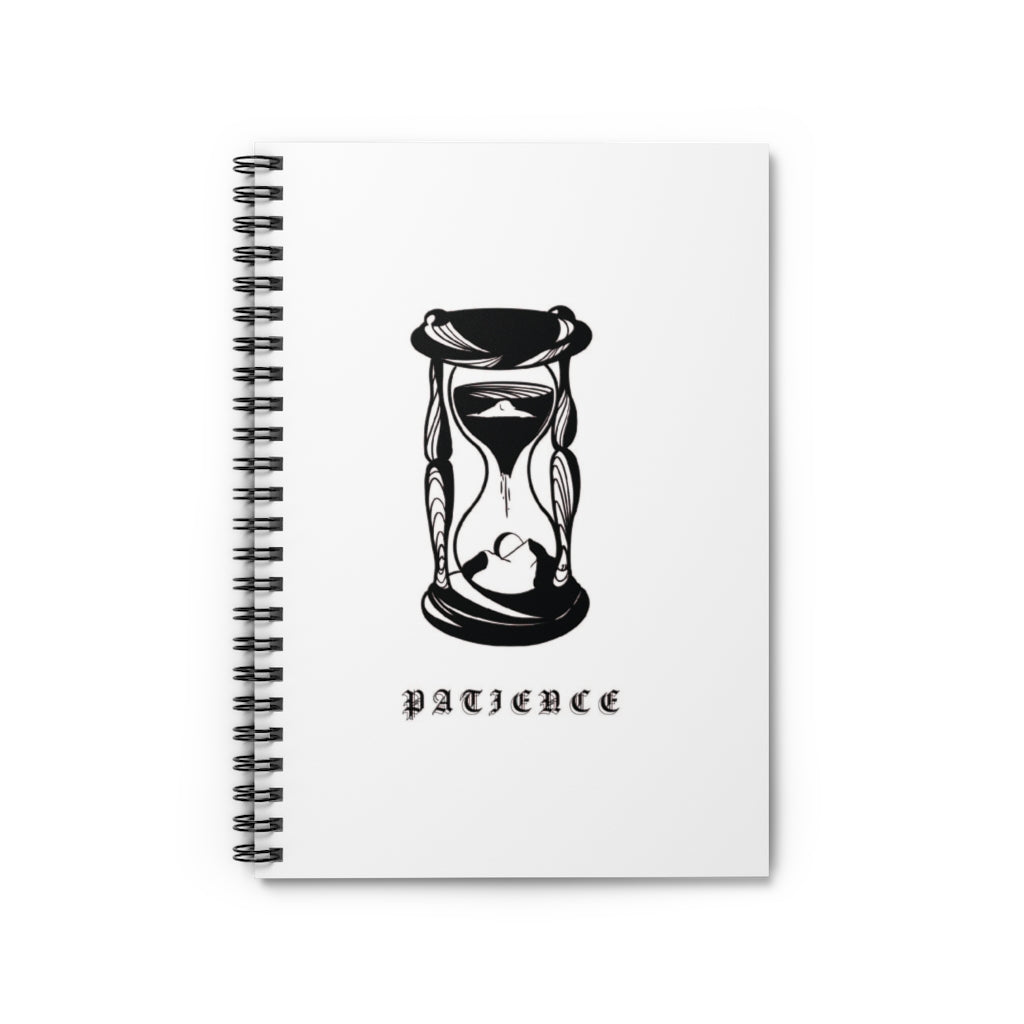 PATIENCE Spiral Notebook White - Ruled Line - DyesByKaleb 
