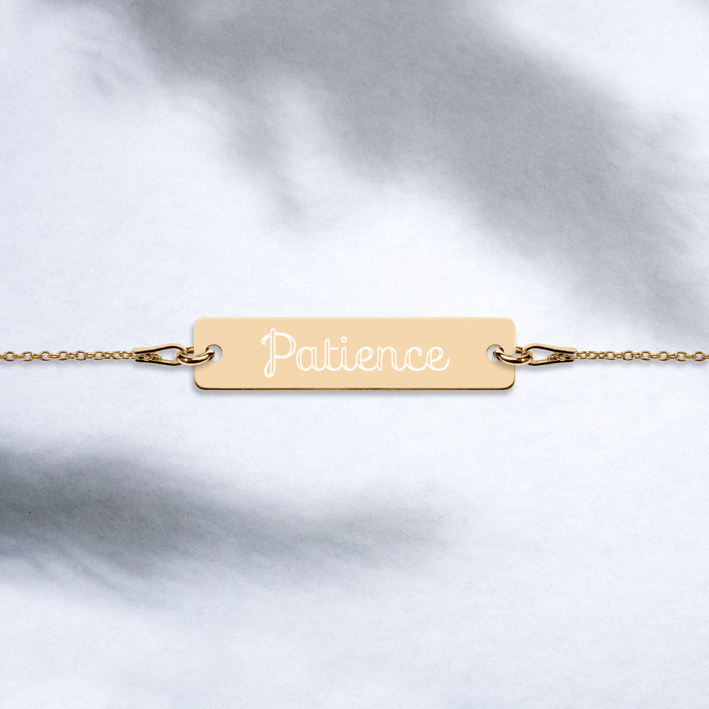 PATIENCE Engraved Bar Chain Bracelet - DyesByKaleb 