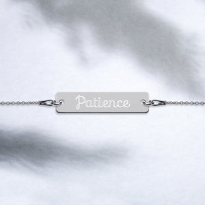 PATIENCE Engraved Bar Chain Bracelet - DyesByKaleb 