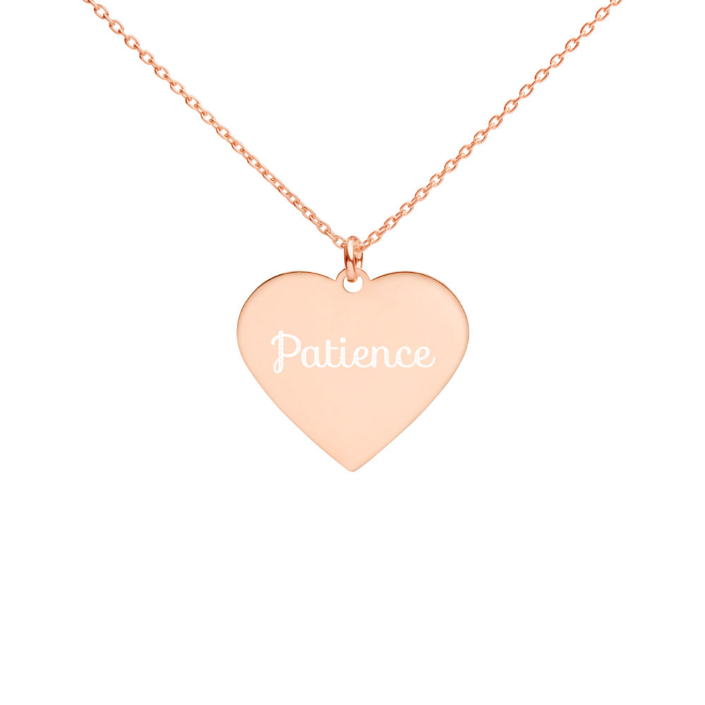 PATIENCE Engraved Heart Necklace - DyesByKaleb 