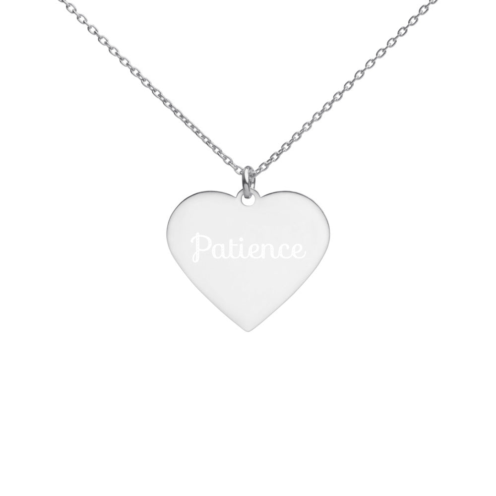 PATIENCE Engraved Heart Necklace - DyesByKaleb 