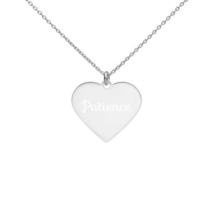 PATIENCE Engraved Heart Necklace - DyesByKaleb 