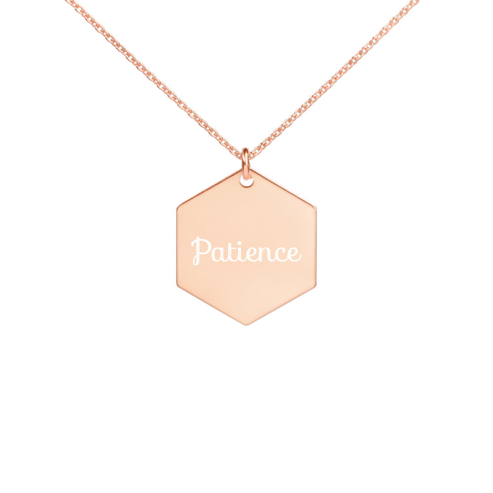 PATIENCE Engraved Hexagon Necklace - DyesByKaleb 