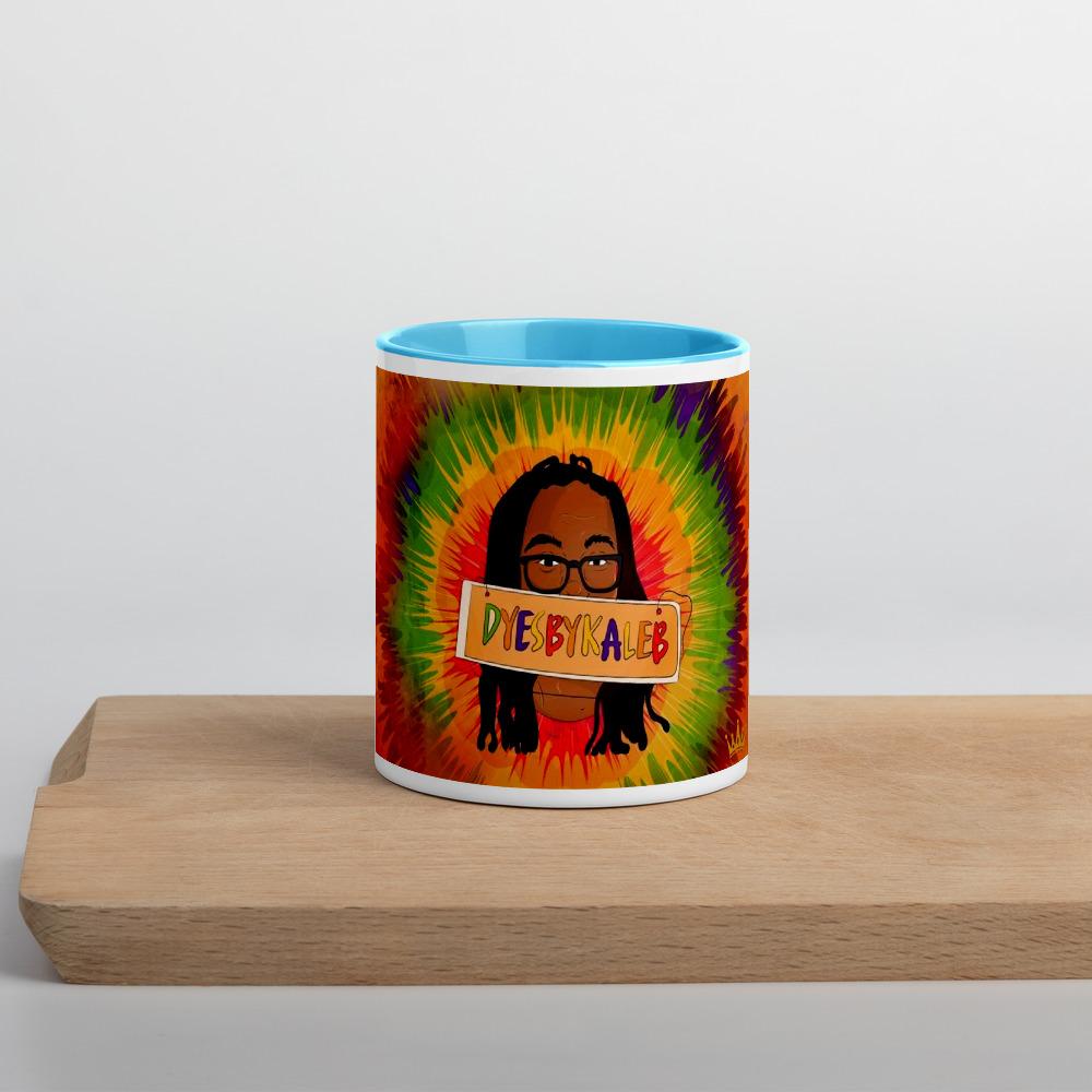 a cup that is sitting on a wooden shelf 